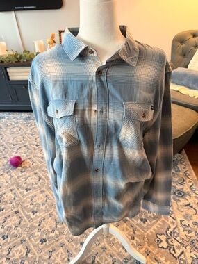 Vans Men's Light Blue Plaid Button-Down Shirt
